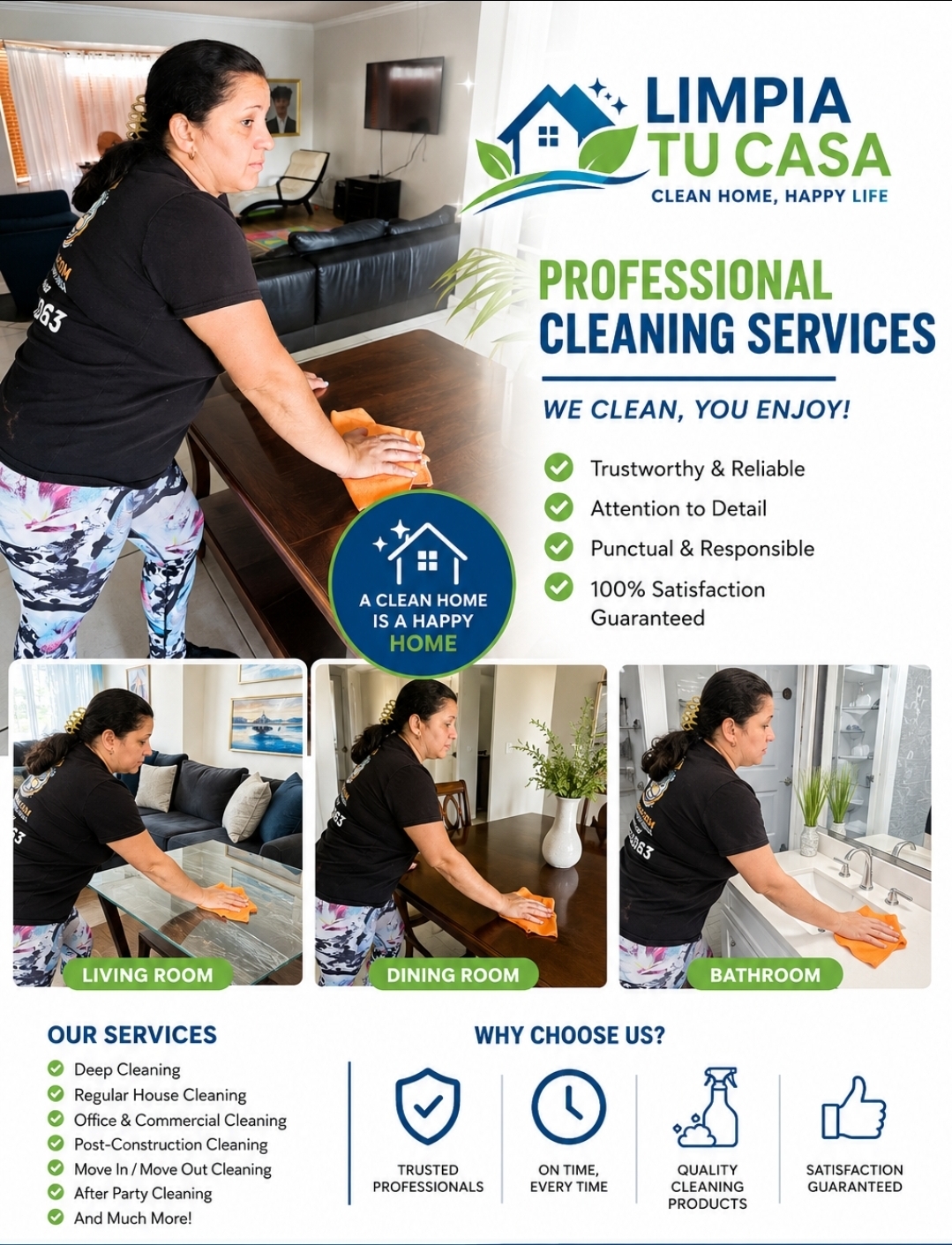 Yisel Castillo, owner of Limpia tu Casa, cleaning a Miami home
